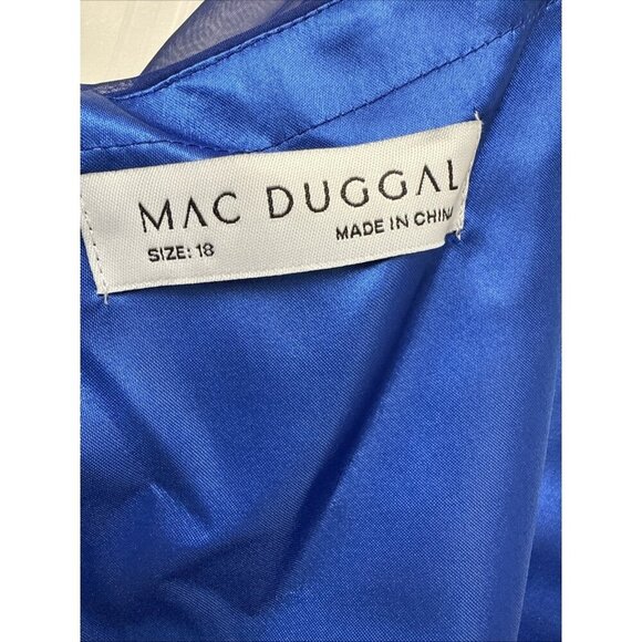 Mac Duggal Size 18 Blue A68223 Ruffle Puff Long Sleeve Formal Gown Dress $598 - Picture 9 of 10